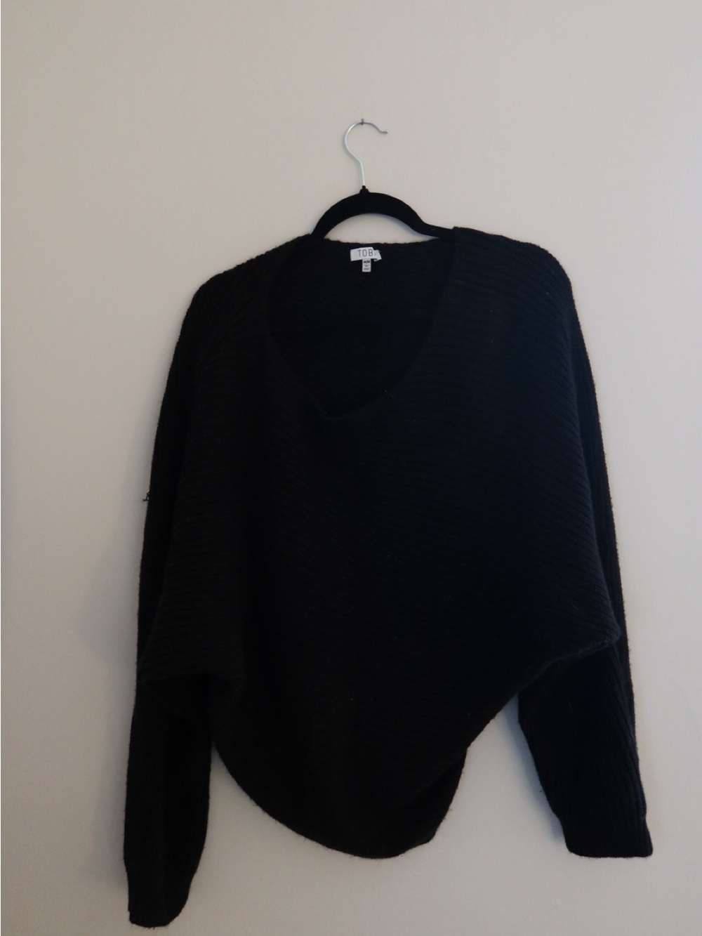 Tobi Black Crewneck Ribbed Pullover Sweater